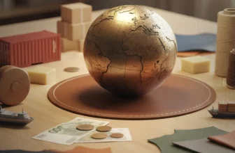 Impact of leather industry on global trade, featuring sustainable leather products, handmade goods, and international trade highlights.