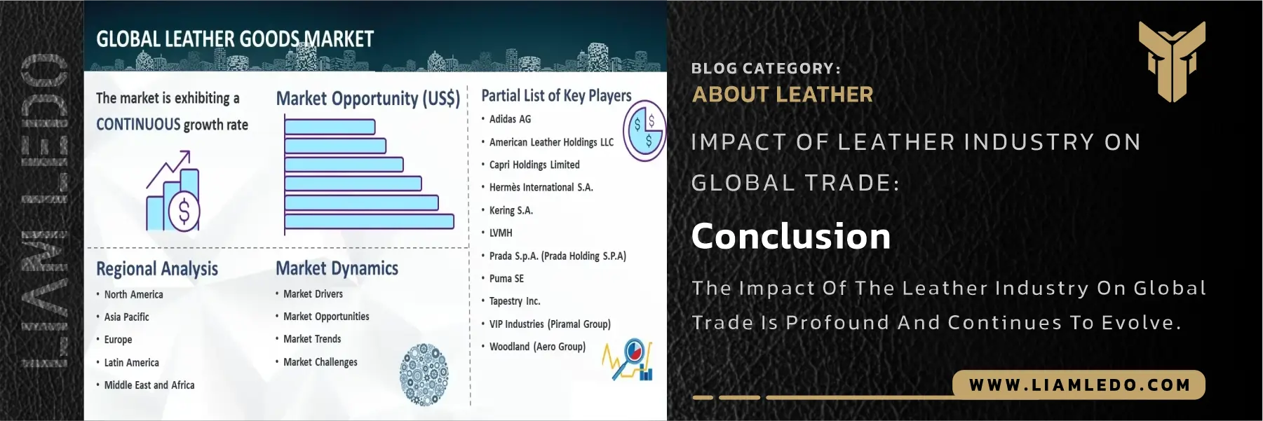 Impact of leather industry on global trade, featuring sustainable leather products, handmade goods, and international trade highlights.
