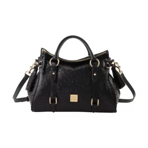Dooney & Bourke Large Ostrich Leather Handbag with Removable Crossbody Strap