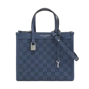 Marc Jacobs The Grind Mini Coated Leather Crossbody (Blue Sea)