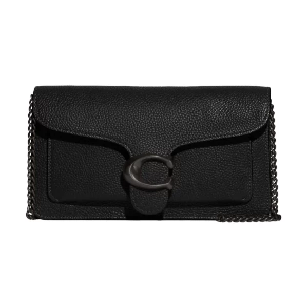 Polished Pebble Leather Tabby Chain Clutch