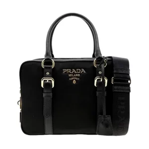 Prada Black Nylon Saffiano Satchel Shoulder Bag
