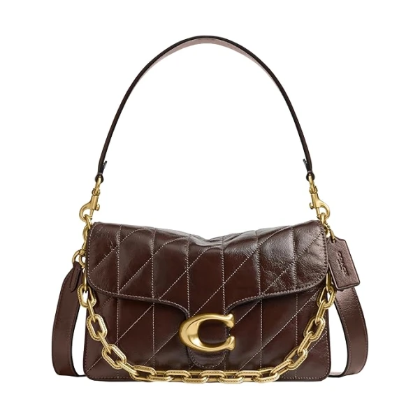 Quilted Glazed Leather Chain Tabby Shoulder Bag with Chain