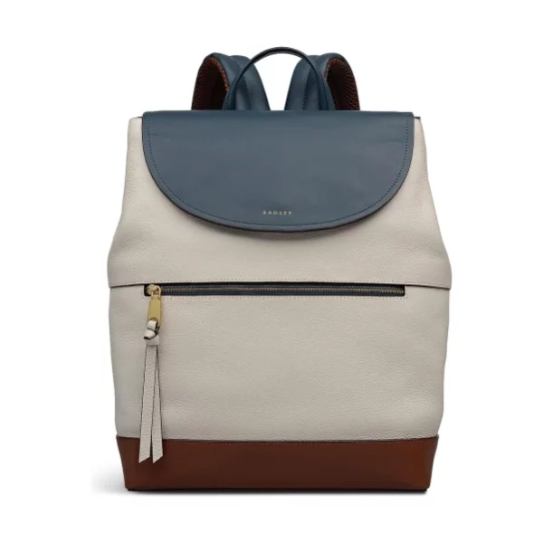 RADLEY London Albion Street Colourblock Women's Leather Large Ziptop Backpack, Snow