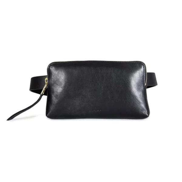 AllSaints Women's Leather Zip Belt Bag, Removable Zip Pouch for Hands-Free Carrying, 25 MM